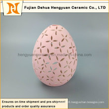 New Product Pink Egg Shape Ceramic Tealight Candle Holder